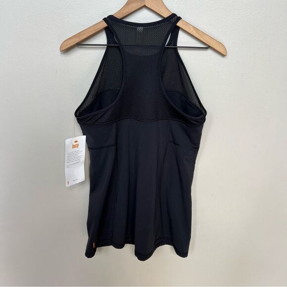 Lucy Active NWT Strong is Beautiful Black Bra Tank Mesh Racerback Top Size Large - Picture 5 of 11